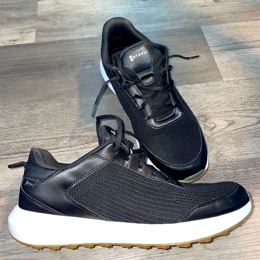STROLL spikeless gold shoes- size 13- black/white